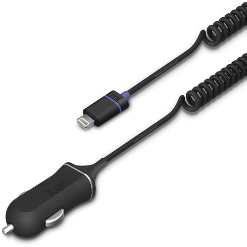 iLuv EnergySeal Micro-Size Car Charger with Integrated Lightning Coiled Cable for Select Apple Devices