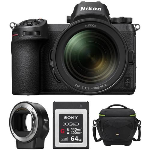 Nikon Z 6 Mirrorless Digital Camera with 24-70mm Lens, FTZ Mount Adapter, and Bag Kit