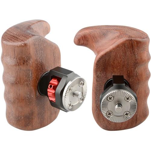 CAMVATE Left & Right Hand Wood Handle Grip with Two ARRI Rosette Mounts for Select DV and DSLR Camera Cages