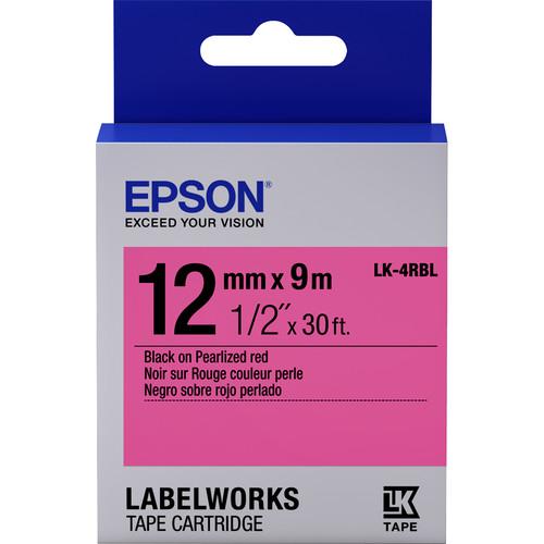 Epson LabelWorks Pearlized LK Tape Black on Pearlized Red Cartridge