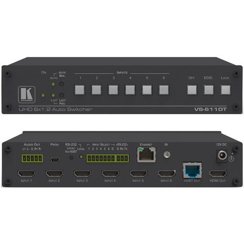Kramer VS-611DT 6x1:2 4K HDMI HDBaseT Extended Reach PoE Auto Switcher