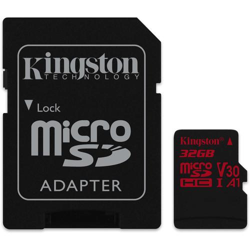 Kingston 32GB Canvas React UHS-I microSDHC Memory Card with SD Adapter