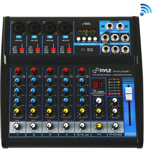 Pyle Pro PMXU63BT Compact 6-Channel, Bluetooth-Enabled Audio Mixer, Pyle, Pro, PMXU63BT, Compact, 6-Channel, Bluetooth-Enabled, Audio, Mixer