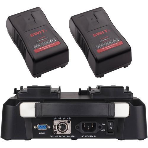 SWIT Dual 240Wh, 15A V-Mount Batteries & 2-Channel Fast Charger Kit