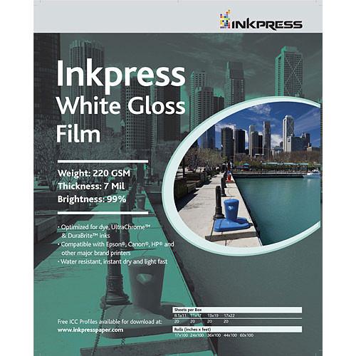 Inkpress Media White Gloss Film 17 x 22", 20 Sheets