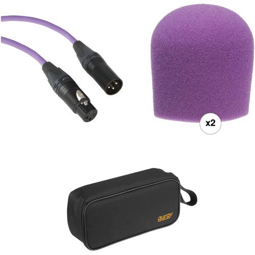 Photo Video Performance Microphone Windscreen & XLR Cable Color ID Kit - Includes: Purple XLR Cable, 2 Purple Windscreens & Mic Pouch