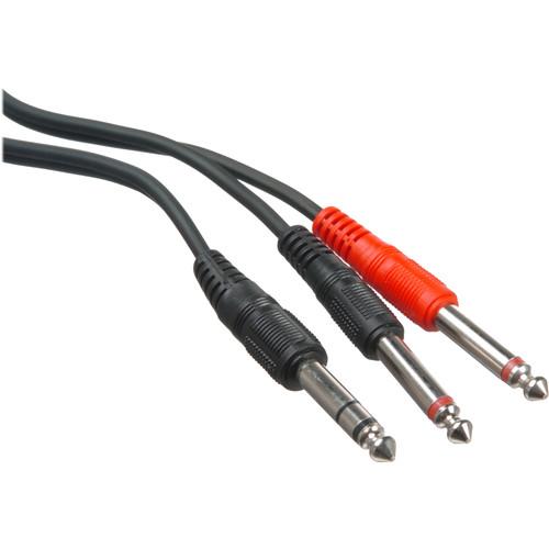 Whirlwind Console Insert Y-Cable 1 4" TRS Stereo Male to 2x 1 4" TS Mono Male with Molded Connectors - 15