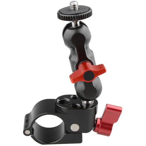 CAMVATE 1 4" 25mm Rod Clamp 360 Degree Swivel Monitor Mount Adapter with Two Red Adjustable Knobs