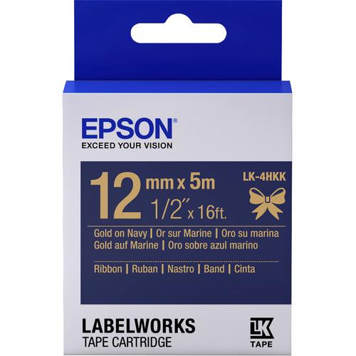 Epson LabelWorks Ribbon LK Tape Gold on Navy Cartridge