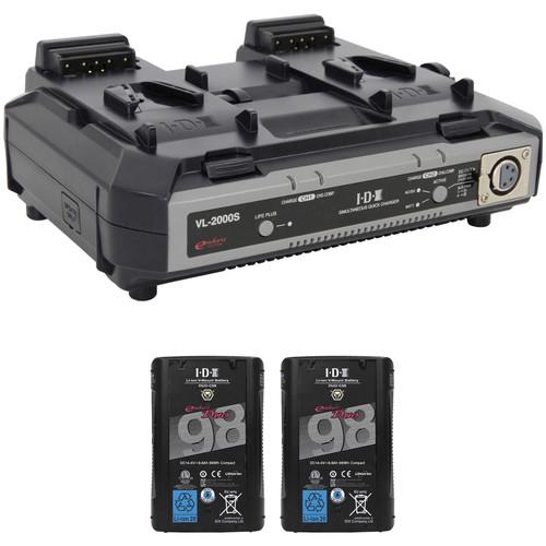 IDX System Technology Dual DUO-C98 96Wh Battery Kit with VL-2000S Simultaneous Quick Charger