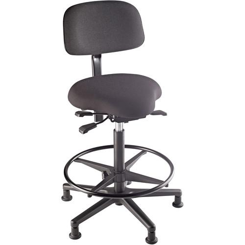 K&M 13460 Fully-Adjustable Bass Stool with Upholstered Seat and Backrest