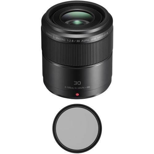 Panasonic Lumix G Macro 30mm f 2.8 ASPH. MEGA O.I.S. Lens with Circular Polarizer Filter Kit