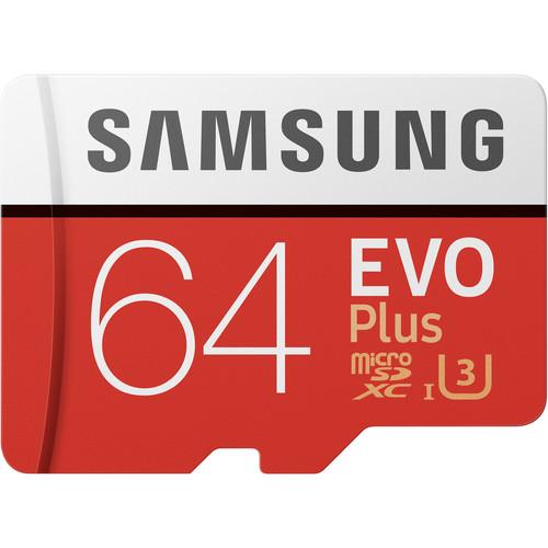 Samsung 64GB EVO Plus UHS-I microSDXC Memory Card with SD Adapter