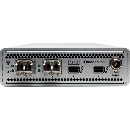 ATTO Technology Dual 20GB To Dual 16GB Fibre Channel Thunderbolt 2 Adapter, LC Long Range Single Mode SFP Included