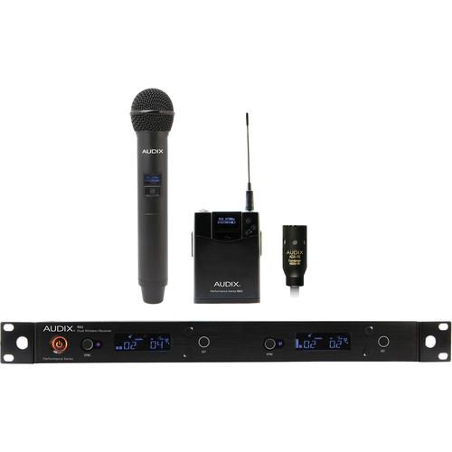 Audix AP62 C210 R62 Dual-Channel True Diversity Receiver with B60 Bodypack, ADX10 Lavalier Mic, and H60 OM2 Handheld Microphone Transmitter