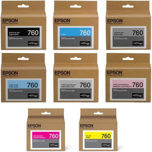 Epson T760 Ultrachrome HD Eight Ink Cartridge Kit with Photo Black