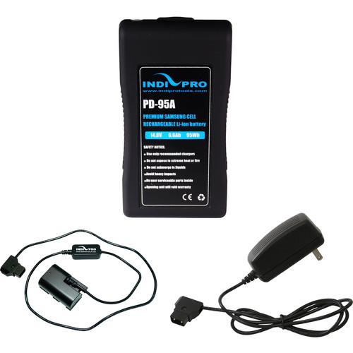 IndiPRO Tools 95Wh Gold Mount Battery with LP-E6 Dummy Battery Cable & Charger Kit