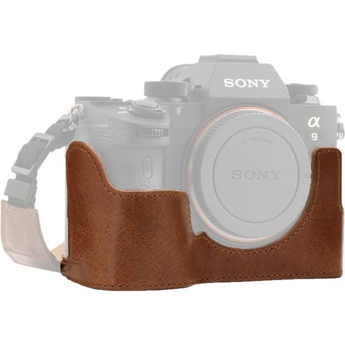 MegaGear Ever Ready Genuine Leather Camera Half Case and Strap for Sony Alpha a7 III, a7R III, a9