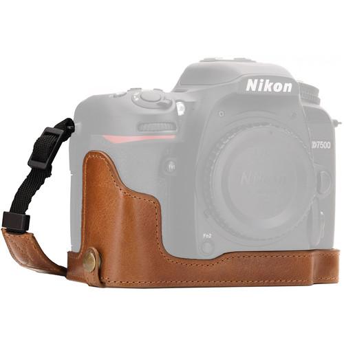 MegaGear Nikon D7500 Ever Ready Genuine Leather Half Case and Strap