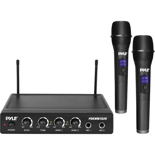 Pyle Pro Wireless Karaoke Mixer Receiver System with Dual Handheld Microphones