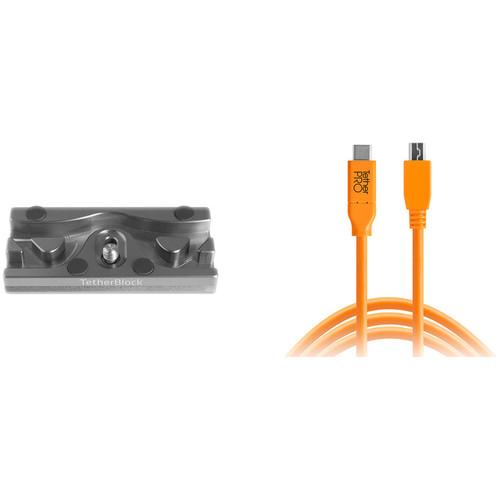 Tether Tools TetherPro USB 2.0 Type-C to Mini-USB Type-B Cable & TetherBLOCK QR Plus Quick Release Plate Kit