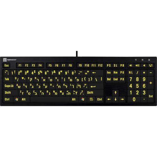 LogicKeyboard XL Print NERO PC Slimline Large Print American English and Hebrew Keyboard
