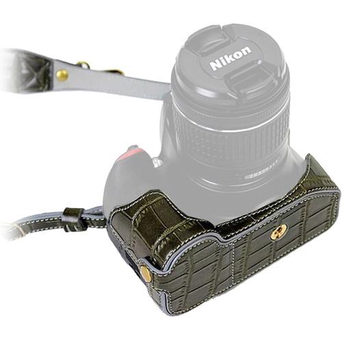 MegaGear Ever Ready PU Leather Half Case with Shoulder Strap for Nikon D3100-3400