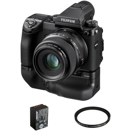 FUJIFILM GFX 50S Medium Format Mirrorless Camera with 63mm Lens and Battery Grip Kit