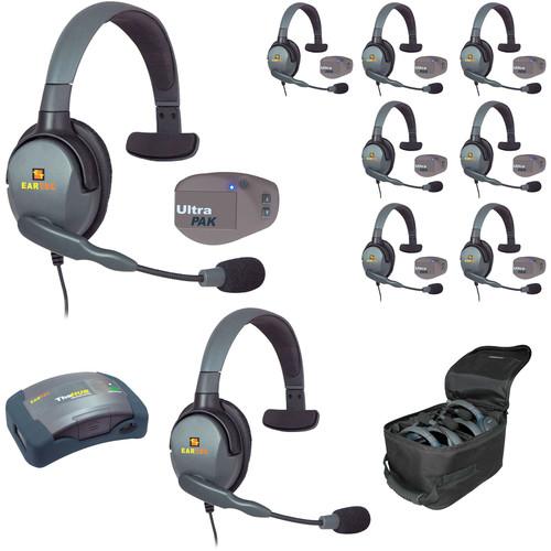 Eartec 1-Hub, 8 Ultrapak, 9 Max 4G Single Headsets and Batteries, Charger, Soft Sided Case