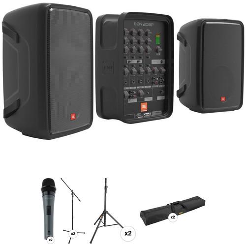 JBL EON208P Stereo PA and Dual Microphones Kit