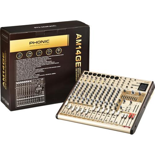 Phonic AM14GE - AM Gold Edition Compact Mixer with Group Output, DFX, Bluetooth, TF Recorder, and USB Interface