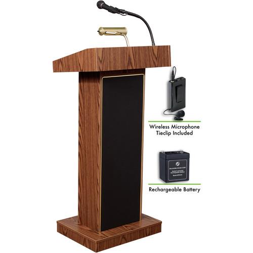 Oklahoma Sound The Orator Lectern with Rechargeable Battery & Tie Clip Wireless Lavalier Mic
