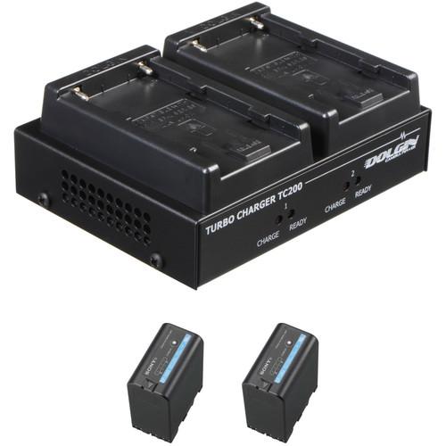 Dolgin Engineering TC200-EX Two-Position Charger Kit with 2 x Sony BPU-60 Batteries