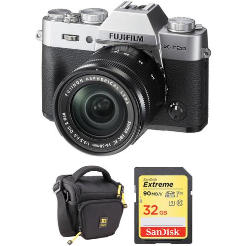 FUJIFILM X-T20 Mirrorless Digital Camera with 16-50mm Lens and Free Accessories Kit