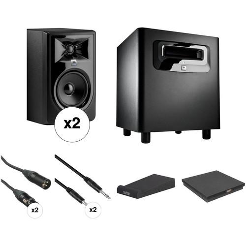 JBL 306P MkII - Studio Monitor Kit with Powered Subwoofer, Cables, and Isolation Pads