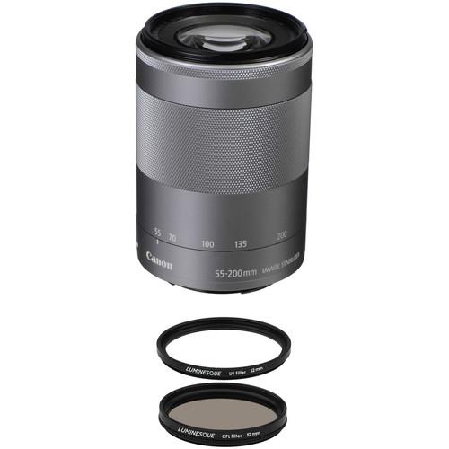 Canon EF-M 55-200mm f 4.5-6.3 IS STM Lens with Filters Kit