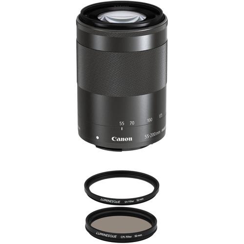 Canon EF-M 55-200mm f 4.5-6.3 IS STM Lens with Filters Kit