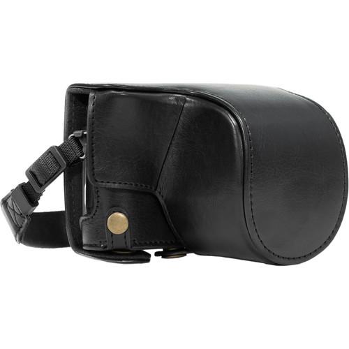 MegaGear Ever Ready PU Leather Case & Strap for Select Panasonic LUMIX with 12-32mm