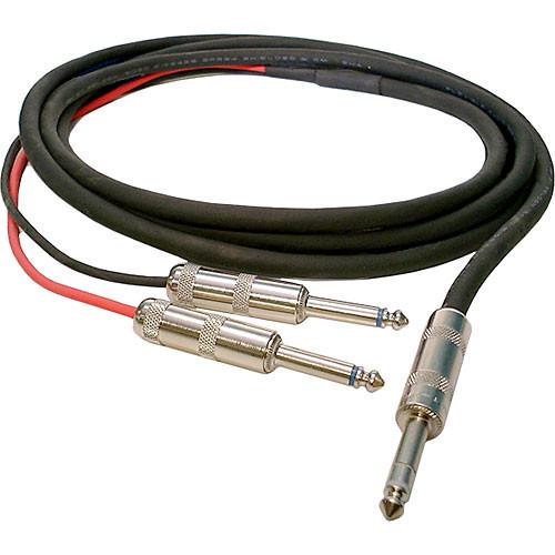 Whirlwind Console Insert Y-Cable 1 4" TRS Stereo Male to 2x 1 4" TS Mono Male - 15