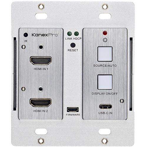 KanexPro Double Gang 4K HDMI 2.0 & USB-C Wallplate Switcher over HDBaseT with IR & PoH
