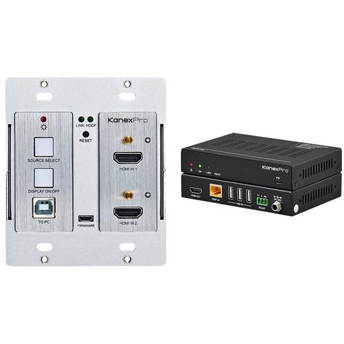 KanexPro Double Gang 4K HDMI & USB 2.0 Wall Plate Switcher over HDBaseT with IR & PoH