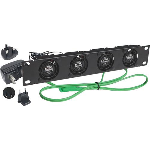 Lowell Manufacturing DC Fan Panel for Half Rack:1U,4-1.57" Fans,Universal Power Supply 4 Adaptors