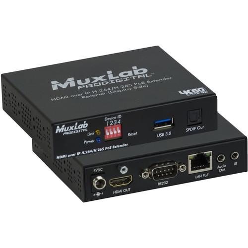MuxLab HDMI over IP H.264 H.265 PoE Receiver