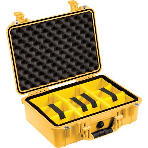 Pelican 1504 Waterproof 1500 Case with Yellow and Black Divider Set