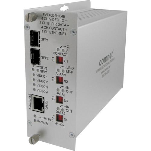 COMNET 4-Channel 10-Bit Digital Video Transmitter with Two Bi-Directional Data, SFP Ports, 100Mb Ethernet and Aiphone Intercom