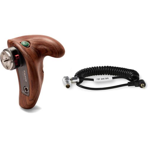 Tilta Right Side Wooden Handle for Shoulder Mount System with Panasonic GH4 GH5 GH5s Run Stop Cable