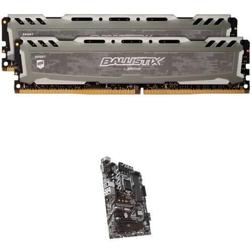 Ballistix 16GB Sport LT DDR4 Memory & MSI B360-A Pro LGA 1151 ATX Motherboard Kit