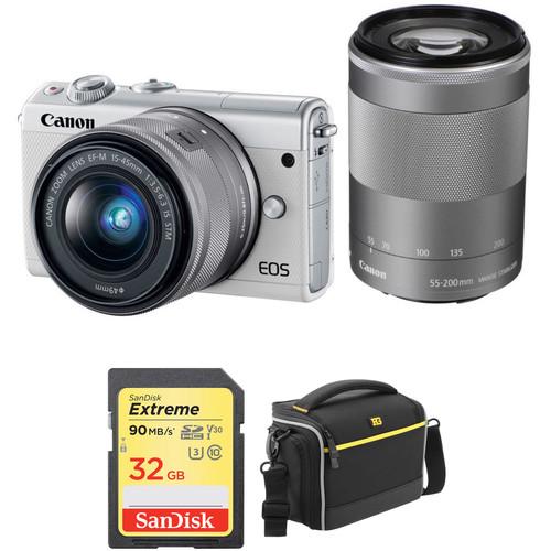 Canon EOS M100 Mirrorless Digital Camera with 15-45mm and 55-200mm Lenses and Accessories Kit