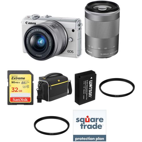Canon EOS M100 Mirrorless Digital Camera with 15-45mm and 55-200mm Lenses Deluxe Kit