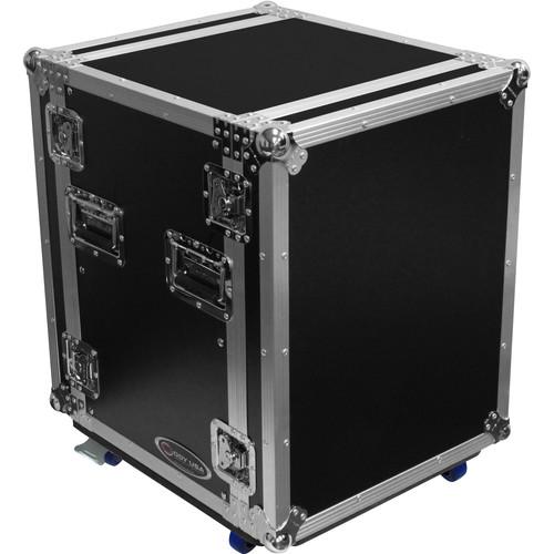 Odyssey Innovative Designs Flight Zone 14 RU Pro Amp Rack Flight Case with Wheels and Dual Rails